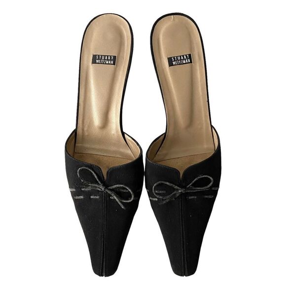 Vintage Stuart Weitzman Bow Accent Pointed Open Back Heel Shoes in Size 9B - Picture 3 of 12